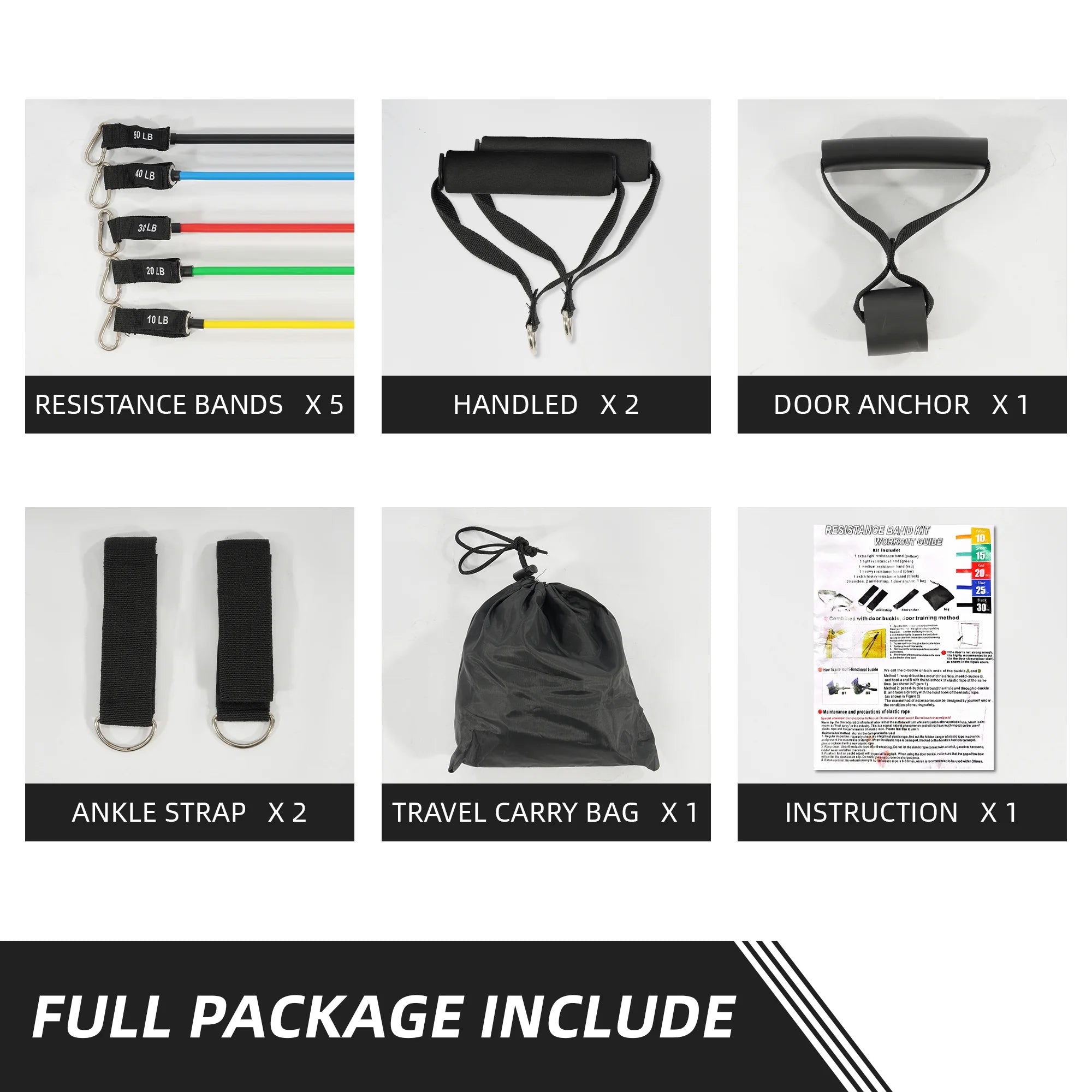 Resistance Bands Set Exercise Bands with Handles Heavy Resistance Training Physical Therapy Home Workouts